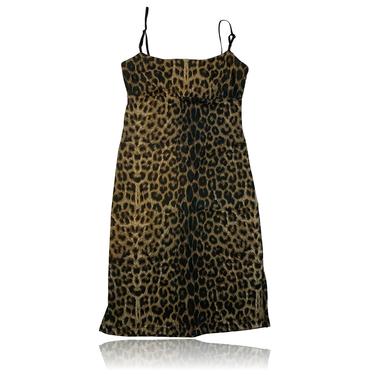 90s Leopard Print Bodycon Mini Dress // City Triangles Dress // Size Small 