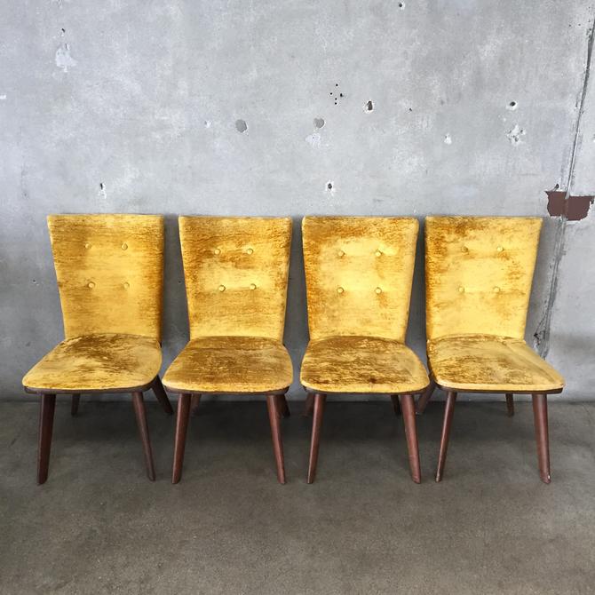 Set Of Four Mustard Crushed Velvet Dining Chairs From Urban Americana Of Long Beach Ca Attic