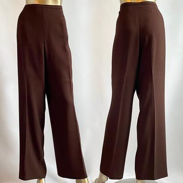 Chocolate Brown High Waist Flat Front Trousers 1980's 