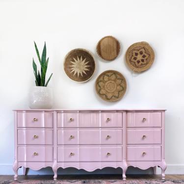 AVAILABLE- Pink Dresser with Marble inserts on top! | Julie Simple Redesign  - Grand Rapids, MI | ATTIC