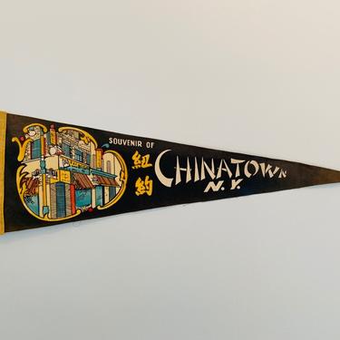 Vintage Chinatown New York City Souvenir Pennant 