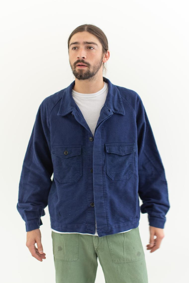 Vintage Navy Blue Work Jacket | Unisex Double Pocket Italy Worker