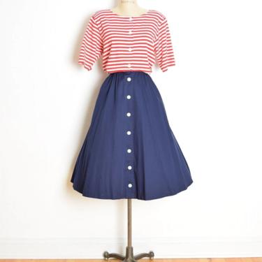 vintage 80s dress red white striped navy nautical sailor long midi dress L clothing 