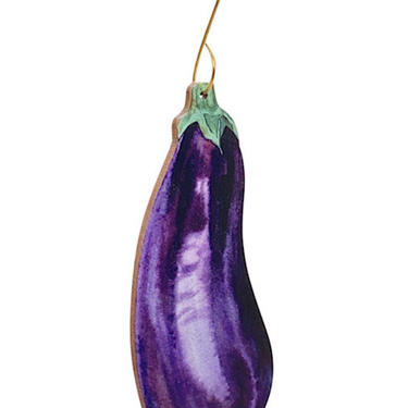 Eggplant Ornament - Perfect for any green thumb - Reforested Wood 
