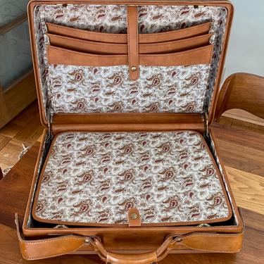 Vintage Hartmann Belting Leather Briefcase Attache Paisley Lining 