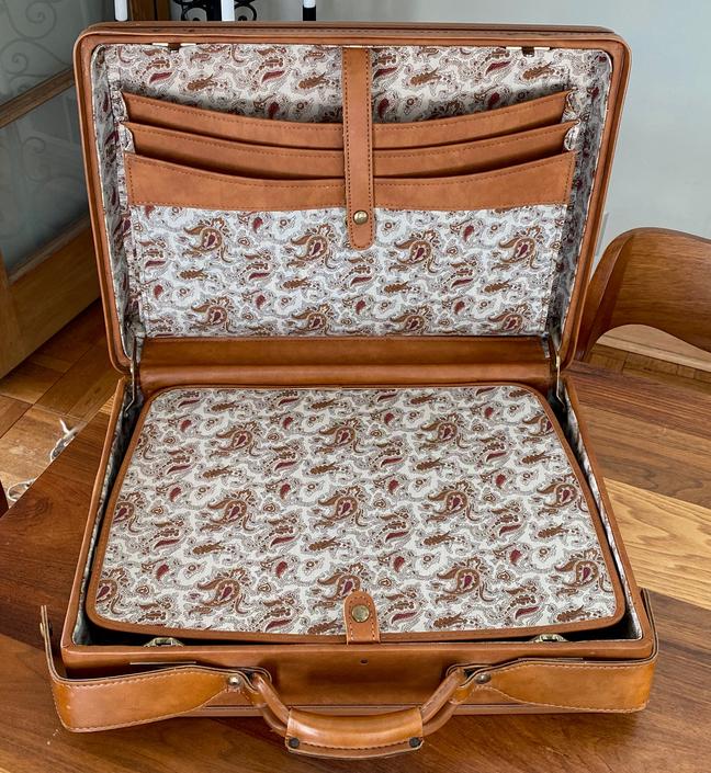 Vintage Hartmann Belting Leather Briefcase Attache Paisley Lining