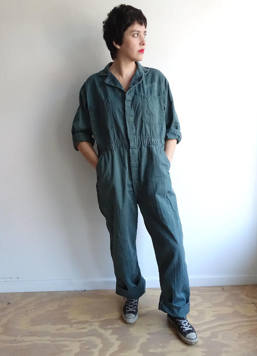 Vintage 60's Forest Green Coveralls/ Universal Overall Co. Stone