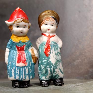 Pair of Vintage Bisque Penny Dolls from the 1930s - Dutch Boy &amp; Girl - Frozen Charlotte - Bisque Dolls | FREE SHIPPING 