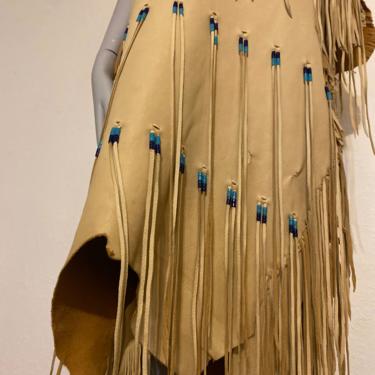 Vintage Native American leather dress indigenous cultural ceremonial dress Native American beaded gown 
