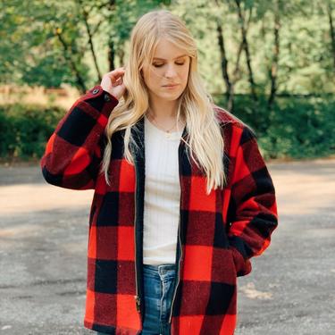 Woolrich red and hot sale black plaid jacket