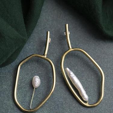 Pearl and Brass Opus Earrings