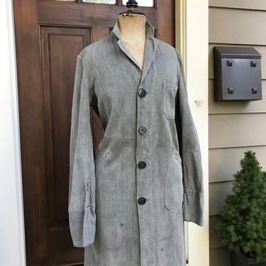 French Gray Work Coat, Shop, Duster, Engineer, Work Chore Wear, Salt and Pepper, Grey Marl, French Farmhouse 