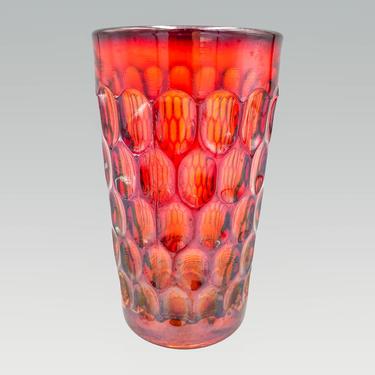 Fenton Glass Orange Thumbprint 12 Oz Tumbler | Vintage Amberina Drinking Glass | 1960s Glassware 