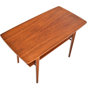 Danish Mid Century Modern Teak Side Table with Rack 