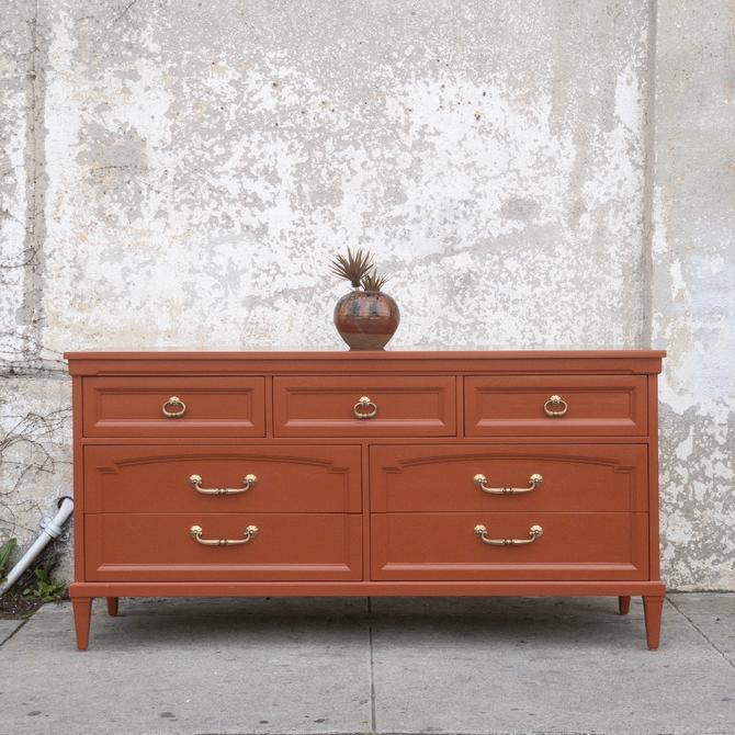 Hollywood Regency 9 Drawer Burnt Orange Dresser From Sunbeam