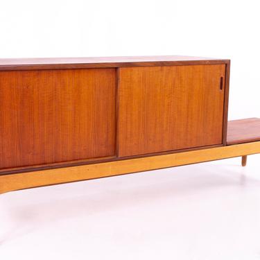 Danish Teak Mid Century Reversible Seat Foyer Entry Storage Bench - mcm 