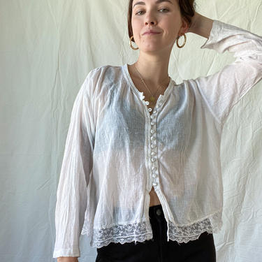 Vintage Blouse/ Victorian Blouse/ Victorias Secret Country/ Gauze/ Muslin/ Cotton Shirt/ Medium 