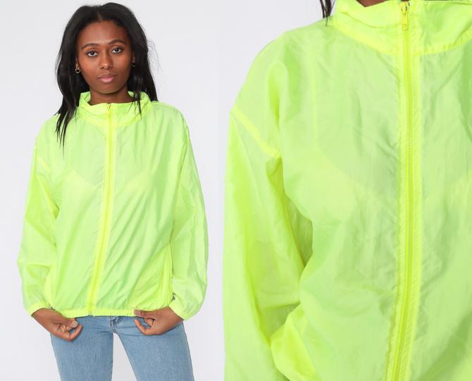 Reflective Panel Windbreaker Jacket Neon Green –