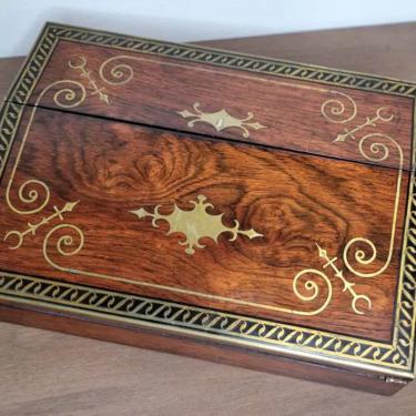 Early 19th Century Rosewood Writing Box French Empire Ecritoire English Regency Writing Slope, Campaign Style 