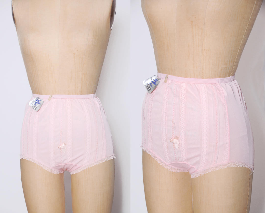 Vintage 60s pink nylon panty / 1960s high waist lace panties /, Prospect  Vintage Goods