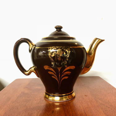 Vintage McCormick Banquet Teas Brown and Gold Teapot 