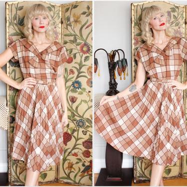 1950s Dress // Annetta Plaid Day Dress // vintage 50s dress 