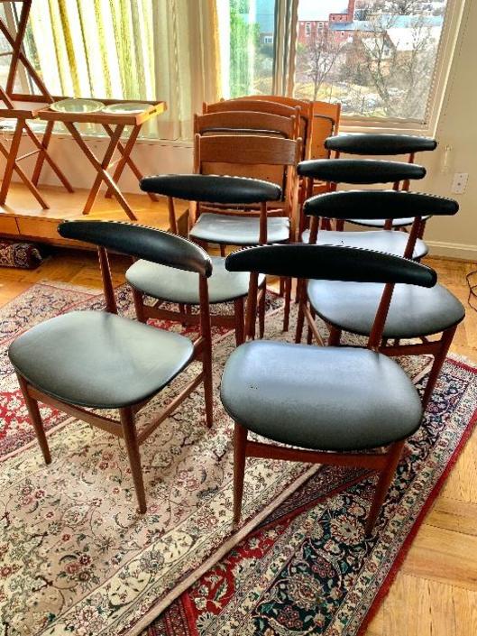 Set Six 6 Danish Mcm Teak Dining Chairs Midcentury Modern From