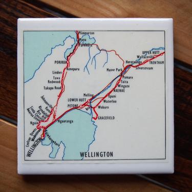 1973 Wellington New Zealand Map Coaster. NZ North Island. Wellington Map. Railways. Railroad Map. Aotearoa. New Zealand Gift. Cook Straight. 