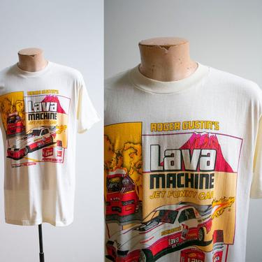 Vintage 1980s Roger Gustin Tshirt / Vintage Drag Racing Tshirt / Vintage Lava Machine Tshirt / Vintage Jet Funny Car Tee / 1970s Drag Race 