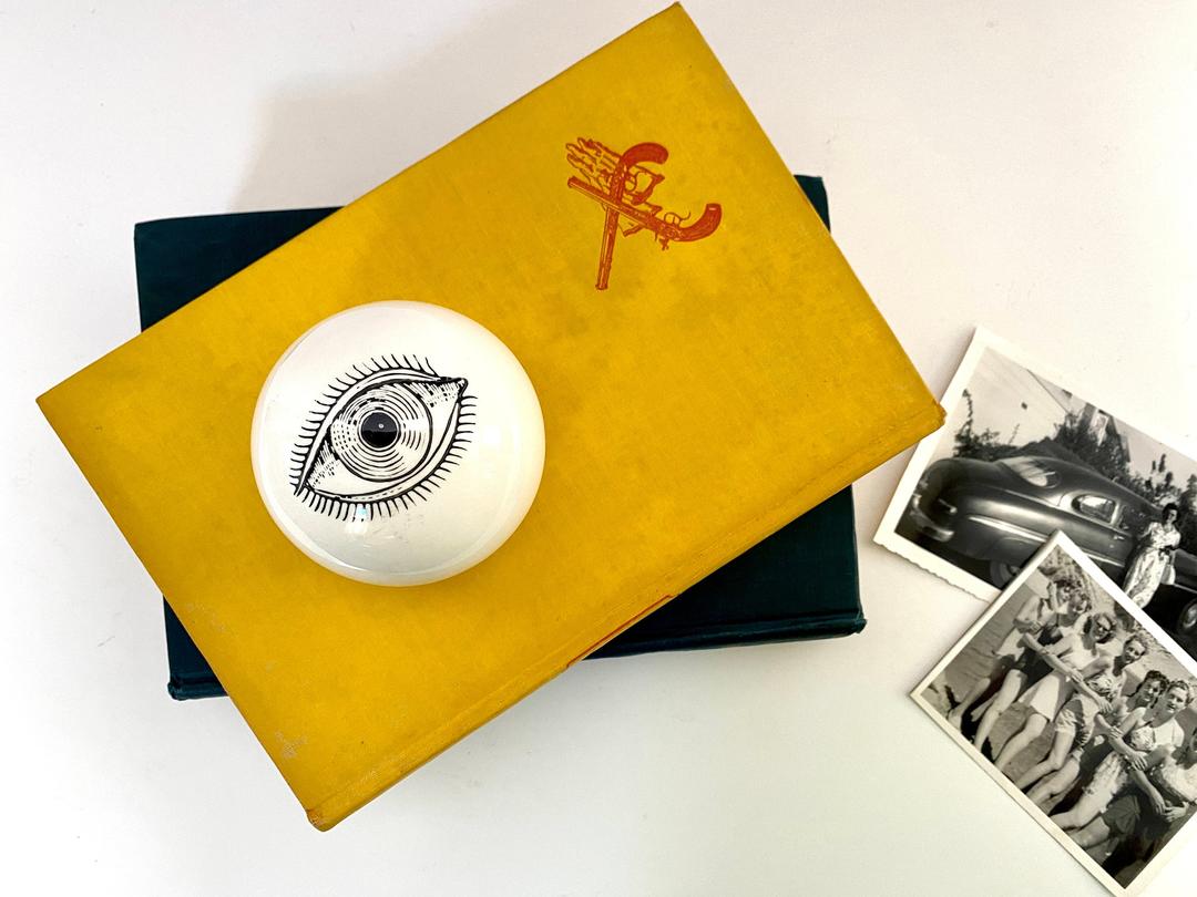 Vintage Piero Fornasetti Ceramic Eye Paperweight The Brass Fig Concord, CA