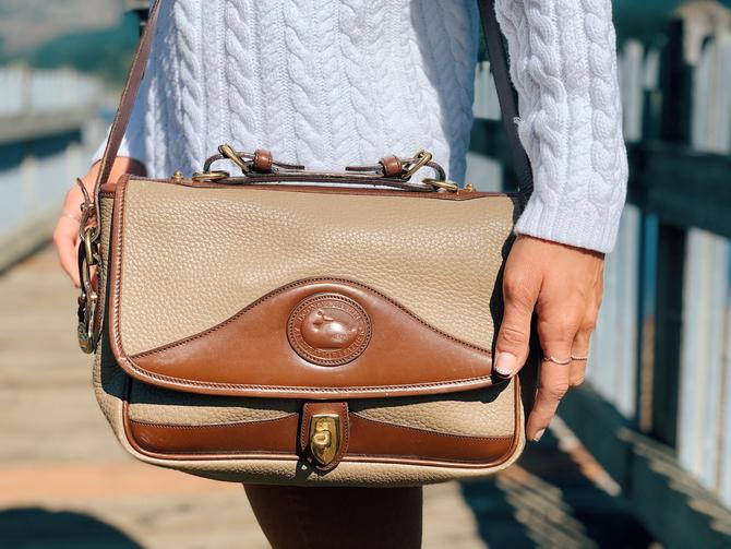 Vintage Dooney Bourke Carrier Style Shoulder Bag British Tan