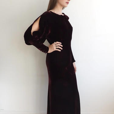 1930s Chocolate Silk Velvet Gown/30s Bias Cut | Bottle of Bread -  Baltimore, MD | ATTIC