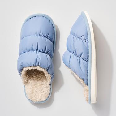 Avenue Zoe - Blue Puffy Fur Lined Slippers