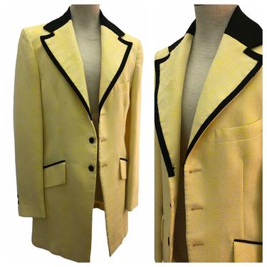 Vintage VTG 1970s 70s Yellow Paisley Disco Blazer Jacket 
