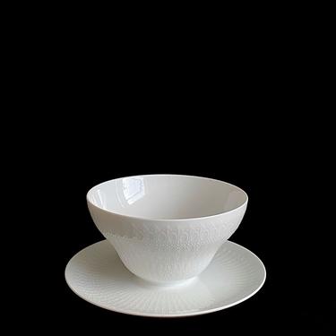 Vintage Mid Century Modern 1950s / 1960s ROSENTHAL Bjorn Wiinblad White ROMANCE Sauce Bowl w Built In Underplate 