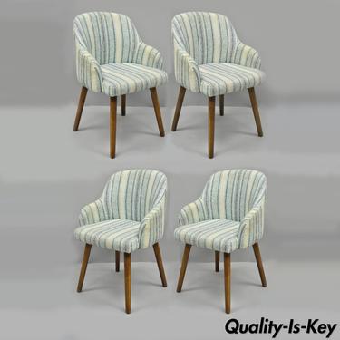 West Elm Blue Upholstered Alva Dining Chairs Mid Century Modern Style Set of 4