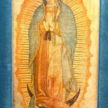 Antique Our Lady of Guadalupe Votive Original Painting on Tin, Madonna Retablo, outlet Ex Voto Milagro, Vintage Religious Art