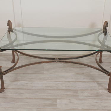 Decorative Coat Iron Cocktail Table With Horse Head Motif