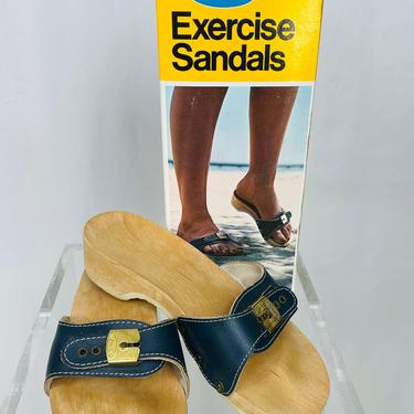 Vintage 1970s Dr Scholl s Blue Exercise Sandals Rare Deadstock