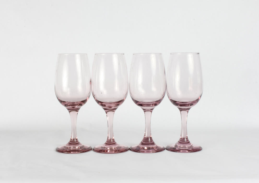 Pink Glassware, Wedding Decor, Vintage Glassware, Blush Pink, Wine Glassware, 1882 Blue