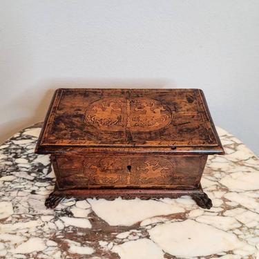 17th/18th Century Italian Venetian Marquetry Table Box / Antique Diminutive Cassone Chest 