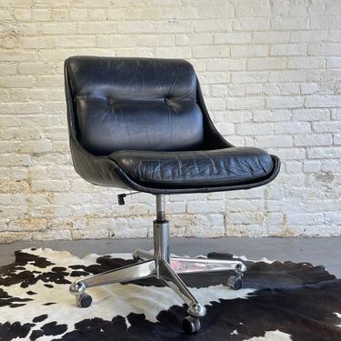LEATHER Mid Century MODERN Task / Office CHAIR by Jean Gillon for Italma Wood Art 