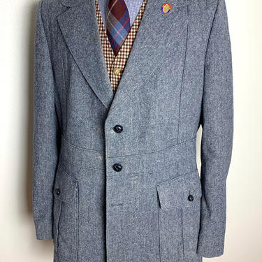 Vintage Wool DONEGAL TWEED Blazer ~ 42 Long ~ jacket / sport coat