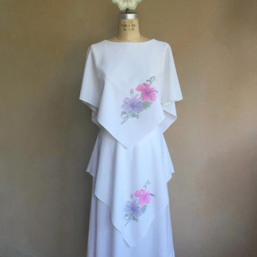 Unique Vintage 70s Tiered Style Handkerchief Dress 
