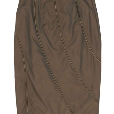 Lafayette 148 - Olive Green Cotton Pencil Skirt w/ Zipper Trim Sz 6