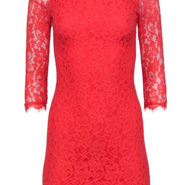 Diane von Furstenberg - Coral Floral Lace "Zarita" Bodycon Dress Sz 0