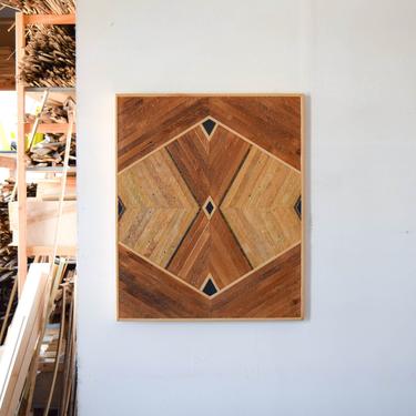 Custom Reclaimed Wood Dining Table Top with Marble Inlay 