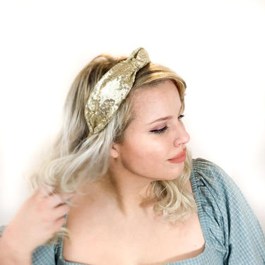 Sequin Knot Headband - / Blush / Champagne / Gold / Glam / Gatsby / Woman / Adult / 