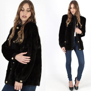Revillon Mink Coat Mahogany Mink Fur Coat Gold Lion Button
