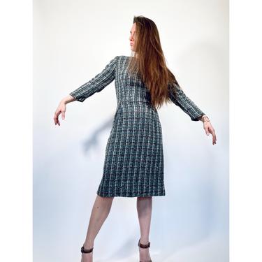 1960s dress vintage 60s wool fitted dress w26 
